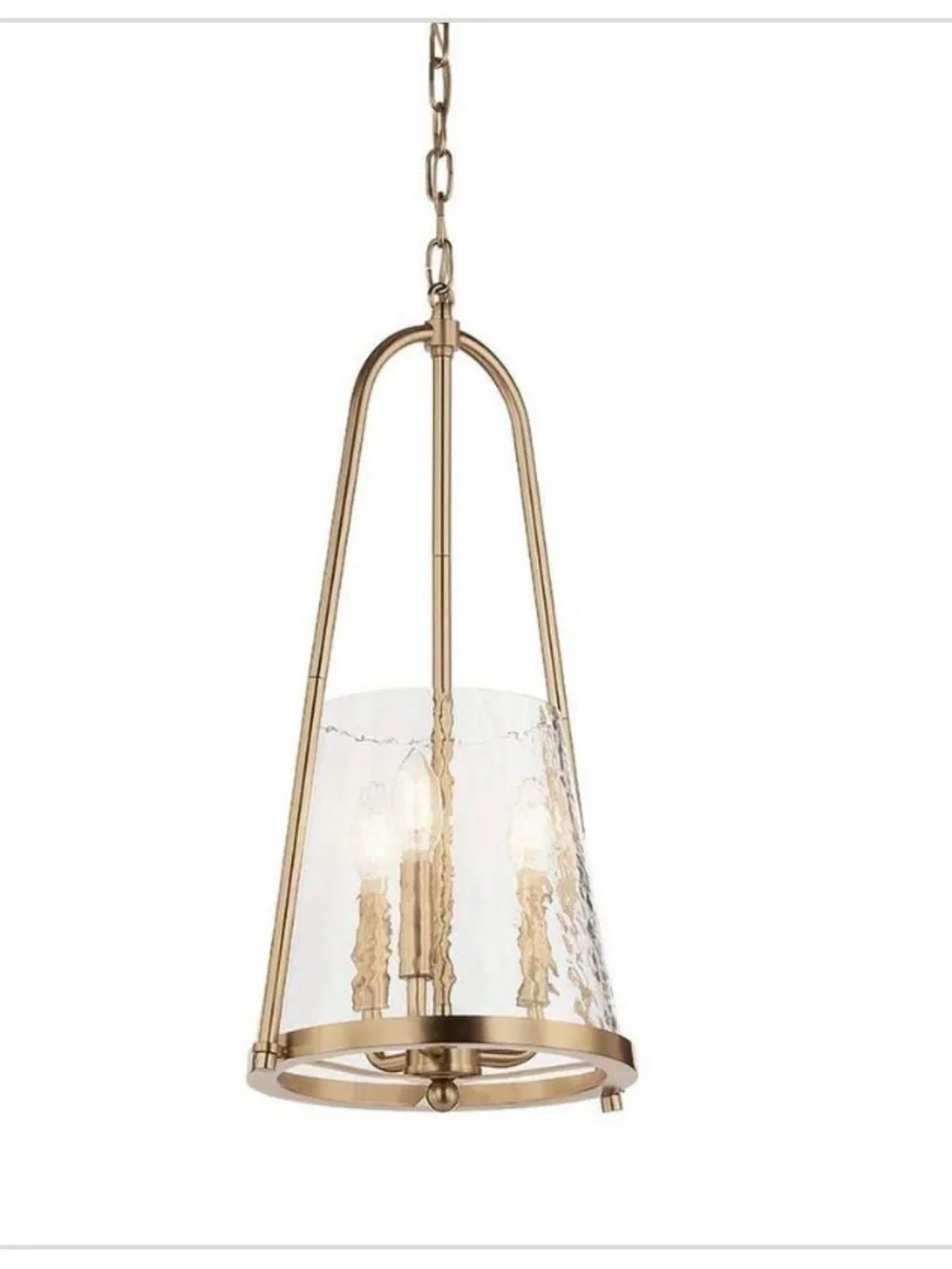 New Kichler Nerine Brass Hanging Pendant Light hammered glass champagne bronze